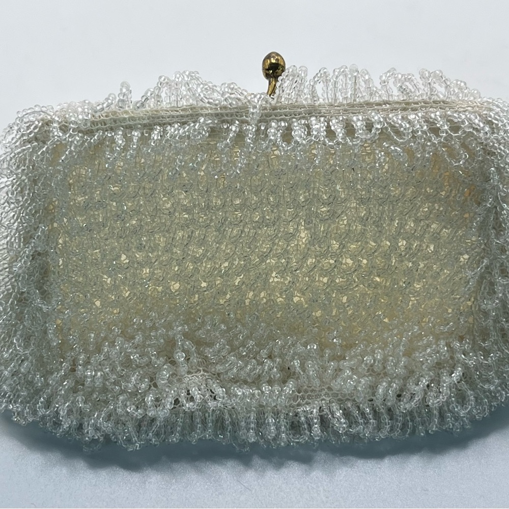 Vintage Flapper White Fancy Beaded Change Purse by Josef - Belgium